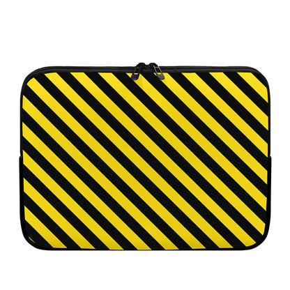 Black And Yellow Warning Striped Print Laptop Sleeve