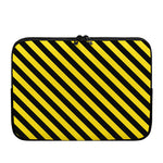 Black And Yellow Warning Striped Print Laptop Sleeve