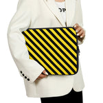 Black And Yellow Warning Striped Print Laptop Sleeve