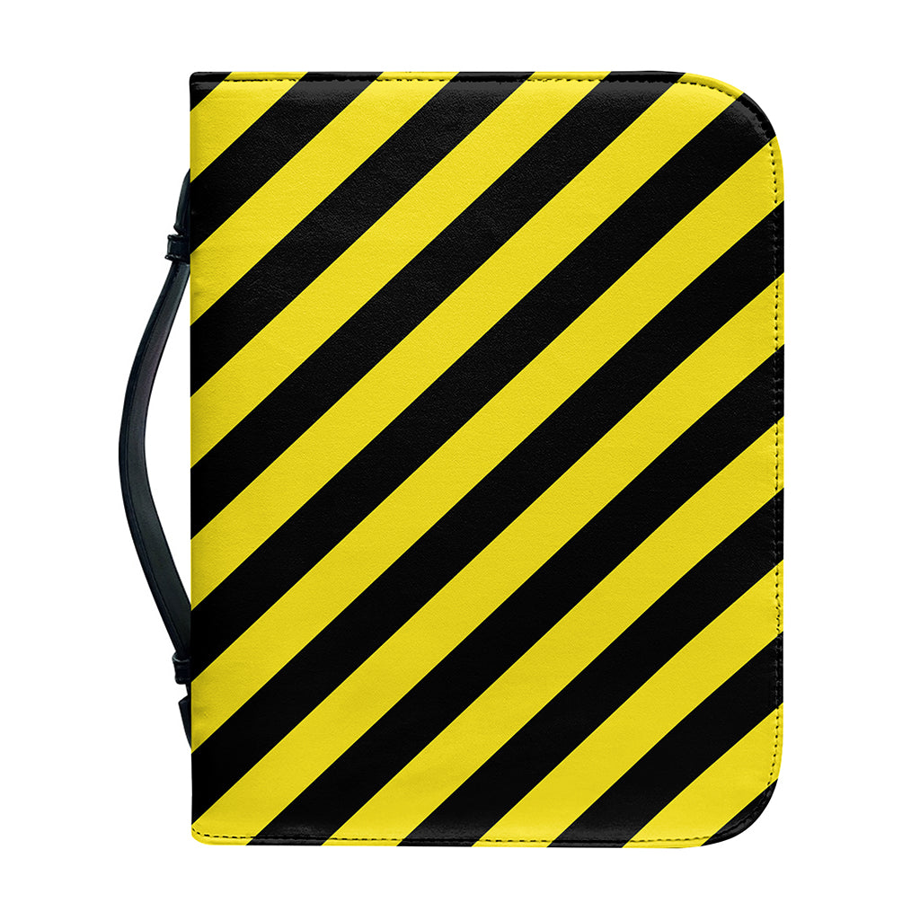 Black And Yellow Warning Striped Print Leather Bible Cover