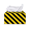 Black And Yellow Warning Striped Print Leather Tissue Box Cover