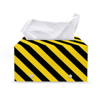 Black And Yellow Warning Striped Print Leather Tissue Box Cover