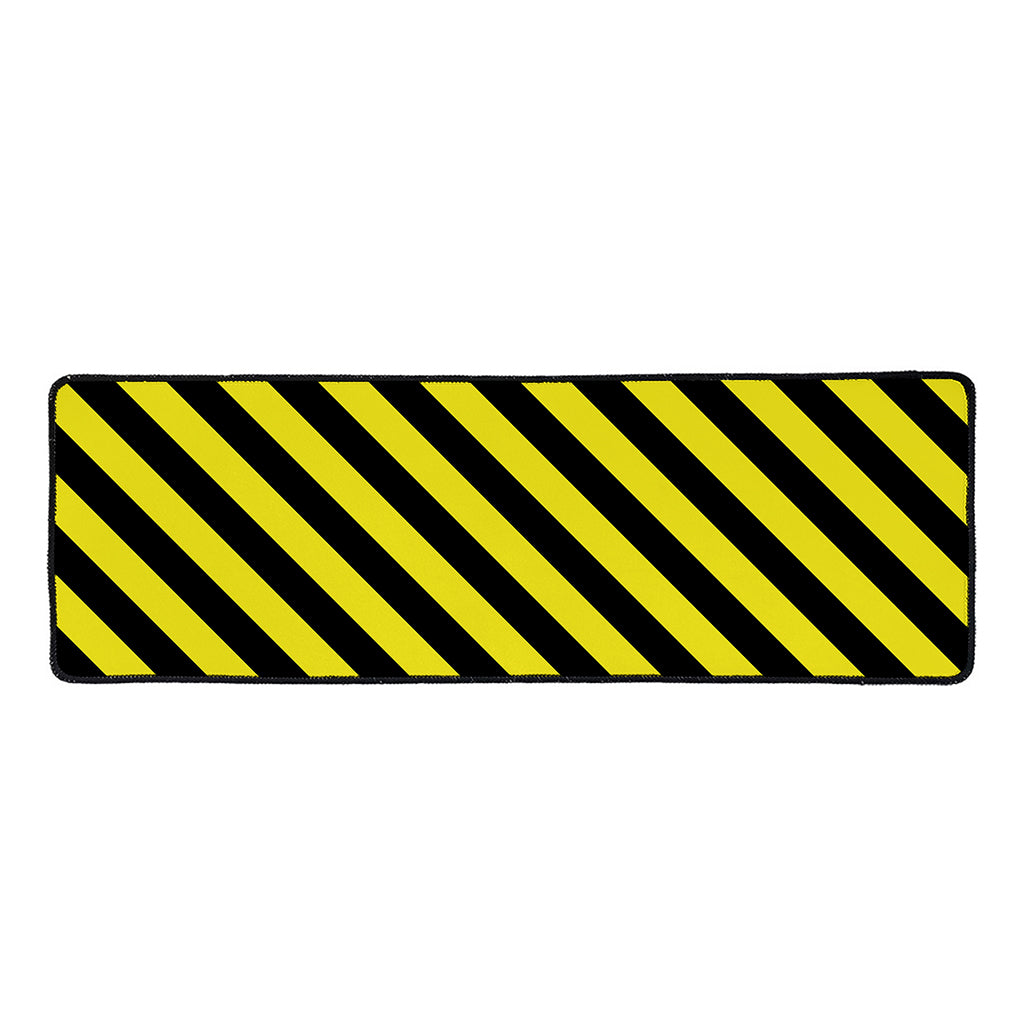 Black And Yellow Warning Striped Print Long Kitchen Mat