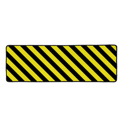 Black And Yellow Warning Striped Print Long Kitchen Mat