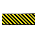 Black And Yellow Warning Striped Print Long Kitchen Mat