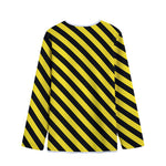 Black And Yellow Warning Striped Print Long Sleeve Short Coat