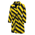 Black And Yellow Warning Striped Print Men's Bathrobe