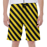 Black And Yellow Warning Striped Print Men's Beach Shorts