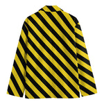 Black And Yellow Warning Striped Print Men's Blazer