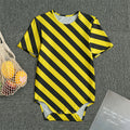 Black And Yellow Warning Striped Print Men's Bodysuit