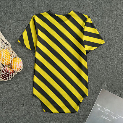 Black And Yellow Warning Striped Print Men's Bodysuit