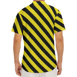Black And Yellow Warning Striped Print Men's Deep V-Neck Shirt