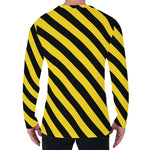 Black And Yellow Warning Striped Print Men's Long Sleeve T-Shirt