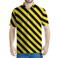 Black And Yellow Warning Striped Print Men's Polo Shirt