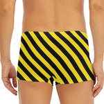 Black And Yellow Warning Striped Print Men's Short Boxer Briefs