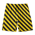 Black And Yellow Warning Striped Print Men's Swim Trunks