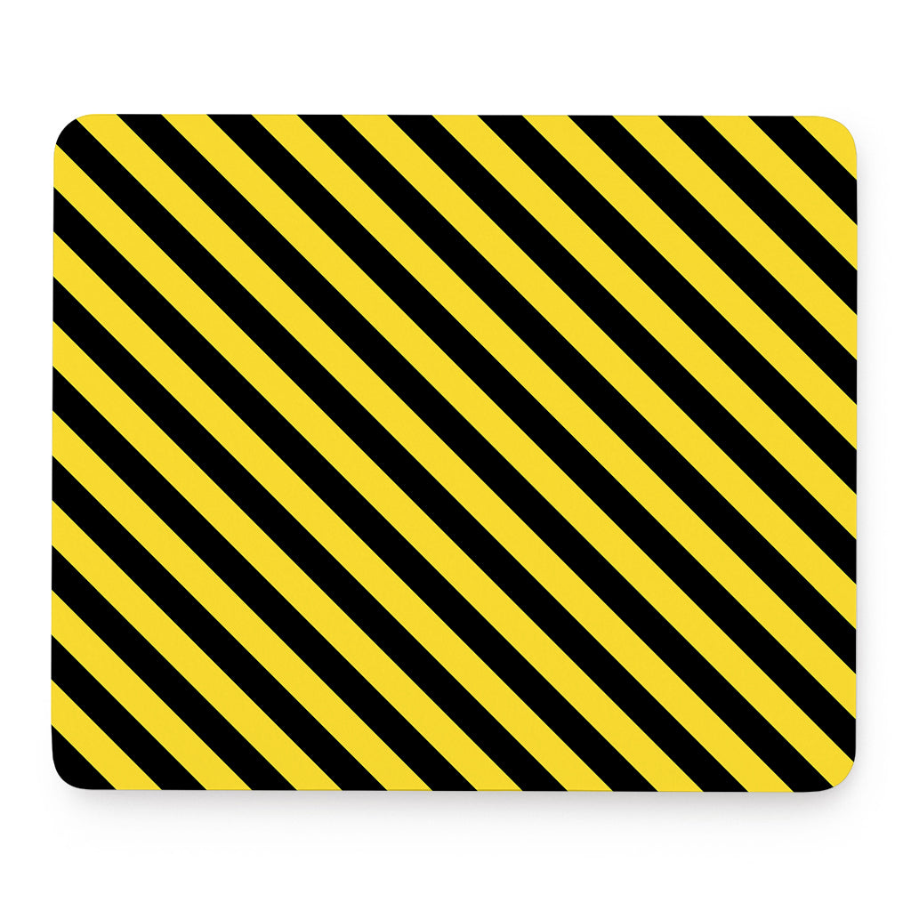 Black And Yellow Warning Striped Print Mouse Pad