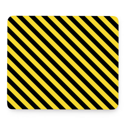 Black And Yellow Warning Striped Print Mouse Pad