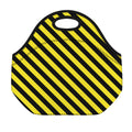 Black And Yellow Warning Striped Print Neoprene Lunch Bag