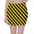 Black And Yellow Warning Striped Print Pencil Mini Skirt