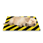 Black And Yellow Warning Striped Print Pet Cooling Mat Cover