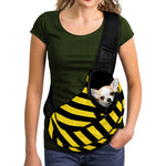 Black And Yellow Warning Striped Print Pet Sling Carrier