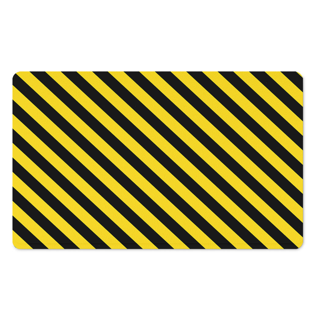 Black And Yellow Warning Striped Print Polyester Doormat