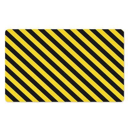 Black And Yellow Warning Striped Print Polyester Doormat