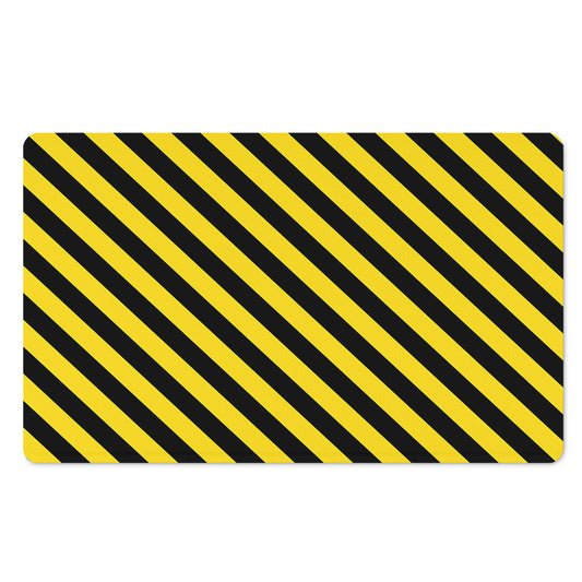 Black And Yellow Warning Striped Print Polyester Doormat