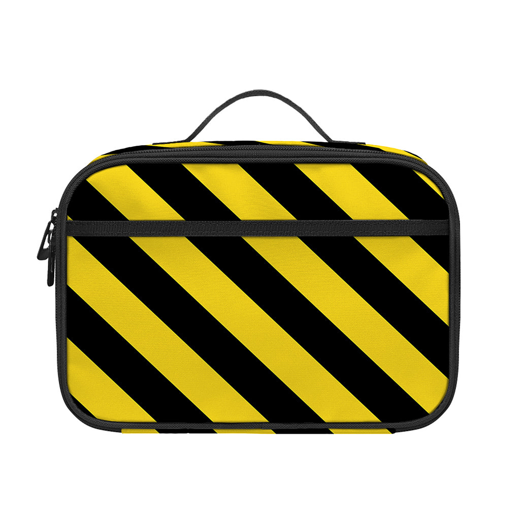 Black And Yellow Warning Striped Print Portable Lunch Bag