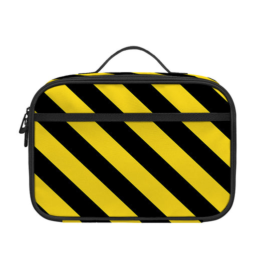 Black And Yellow Warning Striped Print Portable Lunch Bag