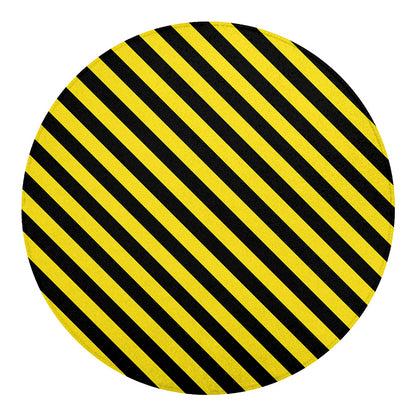 Black And Yellow Warning Striped Print Round Blanket