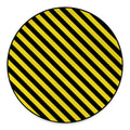 Black And Yellow Warning Striped Print Round Floor Mat