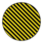 Black And Yellow Warning Striped Print Round Floor Mat