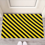 Black And Yellow Warning Striped Print Rubber Doormat