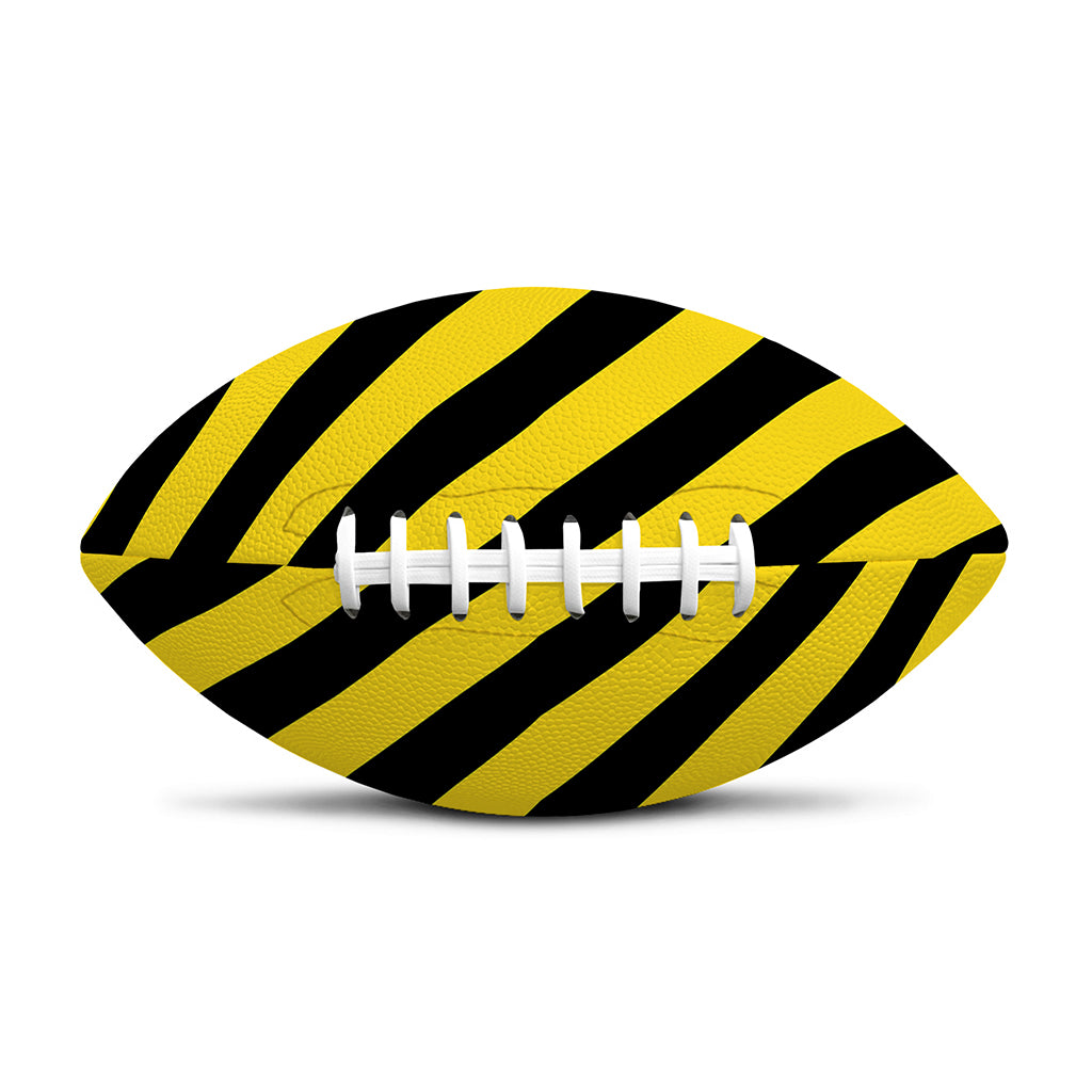 Black And Yellow Warning Striped Print Rugby Ball
