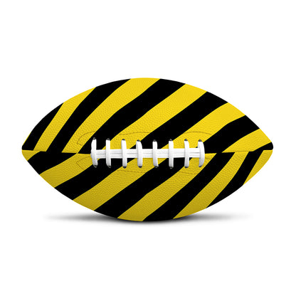 Black And Yellow Warning Striped Print Rugby Ball