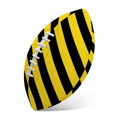 Black And Yellow Warning Striped Print Rugby Ball