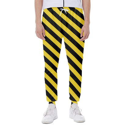 Black And Yellow Warning Striped Print Scuba Joggers