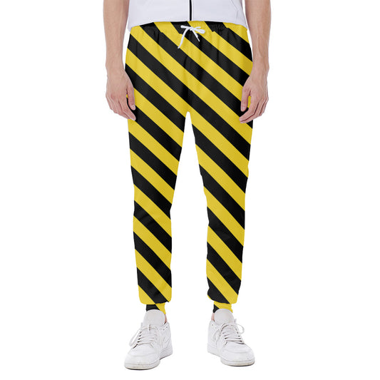 Black And Yellow Warning Striped Print Scuba Joggers