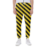 Black And Yellow Warning Striped Print Scuba Joggers