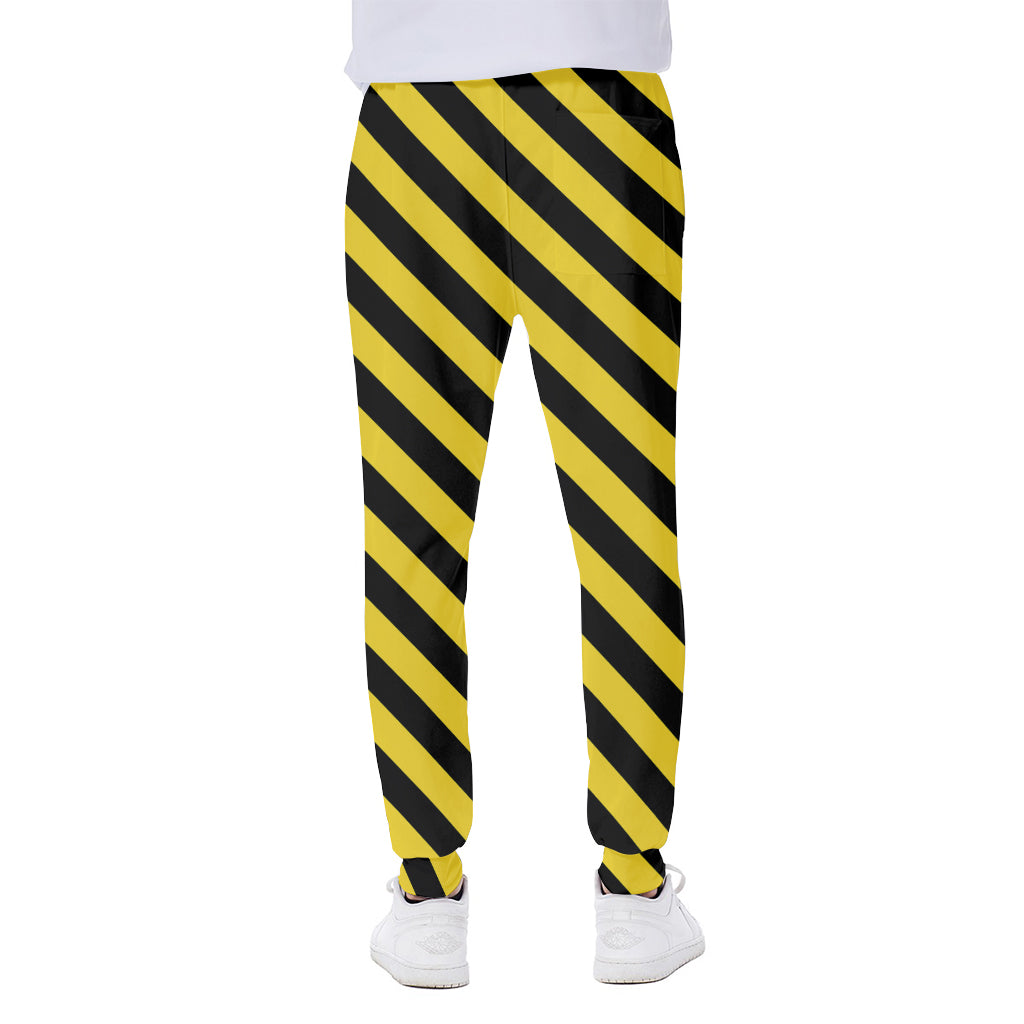 Black And Yellow Warning Striped Print Scuba Joggers