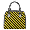 Black And Yellow Warning Striped Print Shoulder Handbag