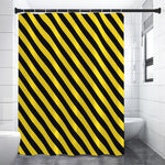 Black And Yellow Warning Striped Print Shower Curtain