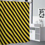 Black And Yellow Warning Striped Print Shower Curtain