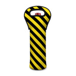 Black And Yellow Warning Striped Print Single Neoprene Wine Tote