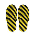 Black And Yellow Warning Striped Print Slippers