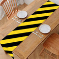 Black And Yellow Warning Striped Print Table Runner