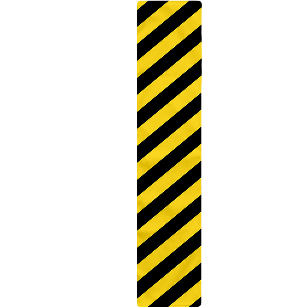 Black And Yellow Warning Striped Print Table Runner