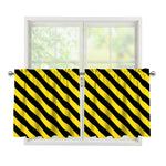 Black And Yellow Warning Striped Print Tier Curtains